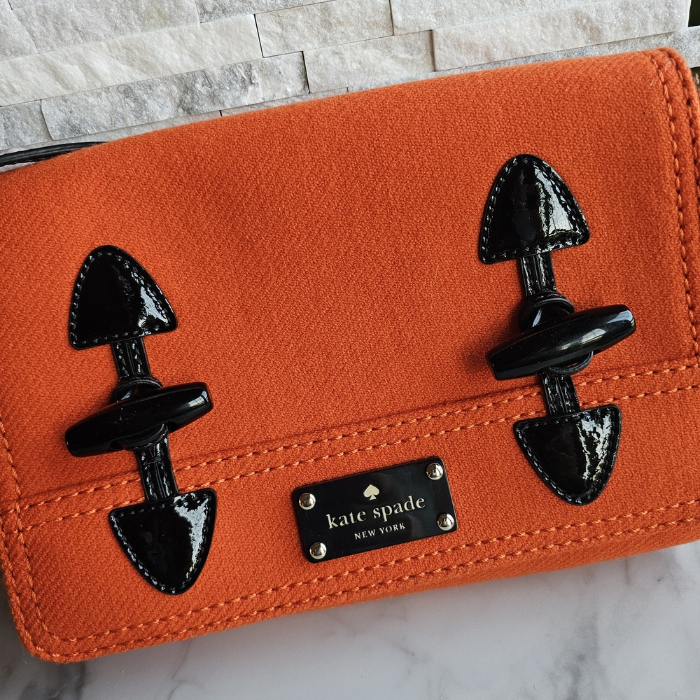 Kate Spade Orange Purse with Black Strap and Accents